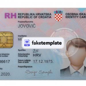 Croatia ID Card Template Psd