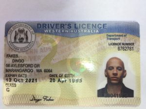 Western Australia fake driver license